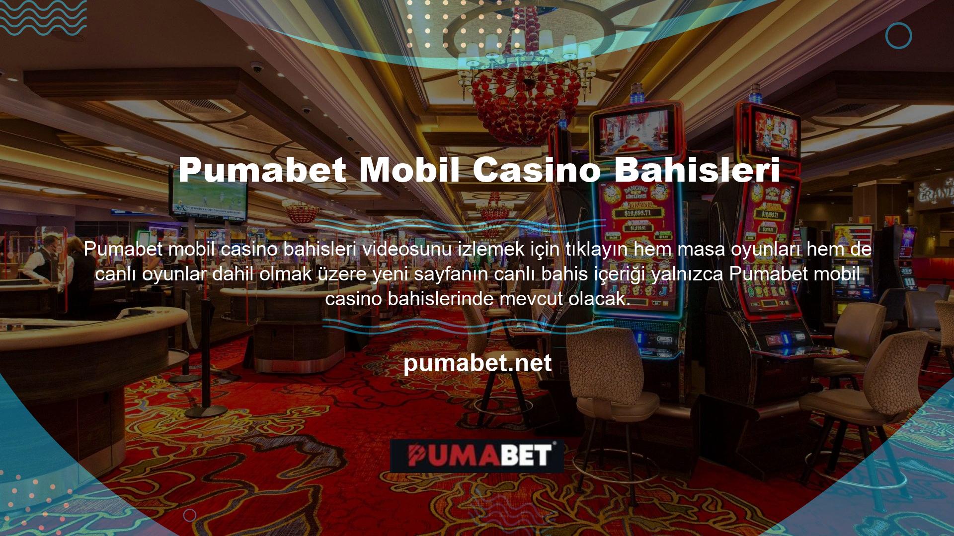 Pumabet mobil casino, Türk oyunları da dahil olmak üzere müşterilerin seçebileceği çeşitli yeni oyun türleri sunmaktadır